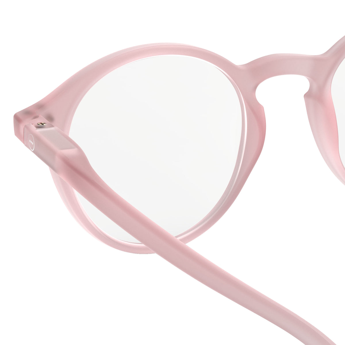 a pair of frosted pale light pink reading glasses from izipizi France