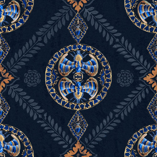 Abeille decoration in indigo blue wallpaper