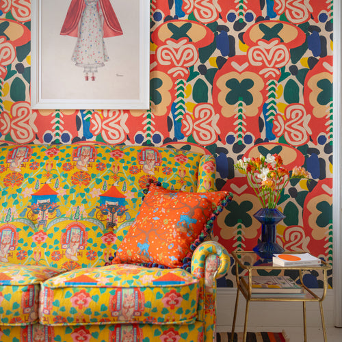 Abundance wallpaper by MINDTHEGAP, shown in a furnished interior.