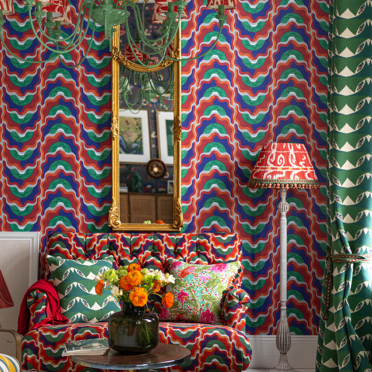 Alma wallpaper by MINDTHEGAP, shown in a furnished interior.