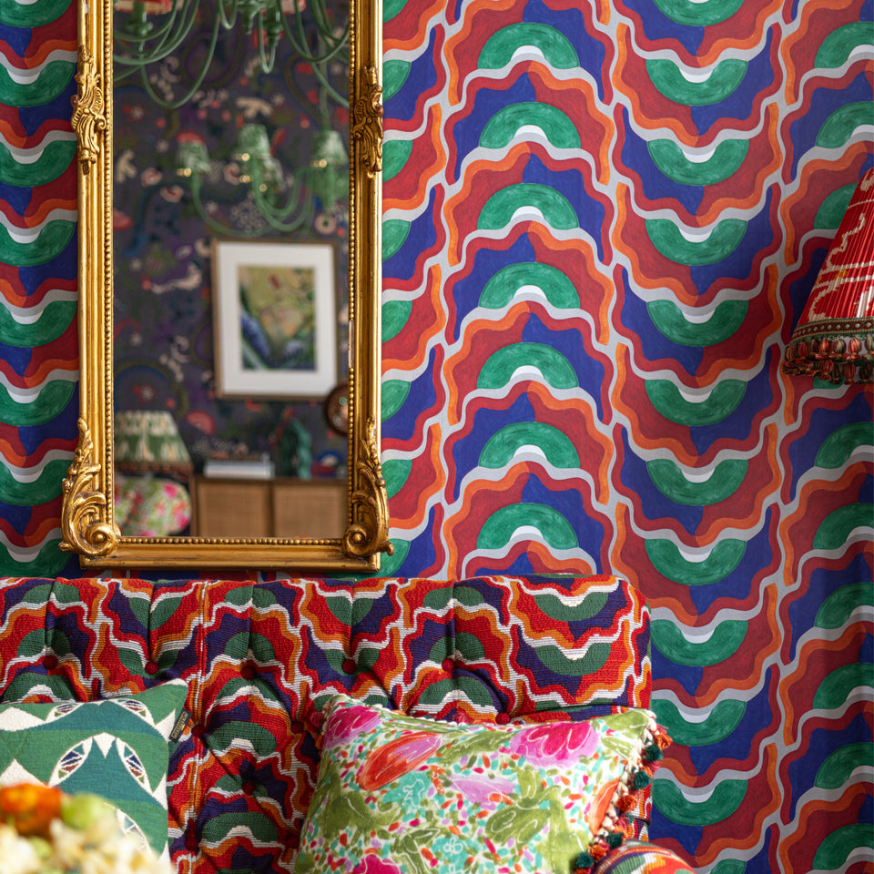Alma wallpaper by MINDTHEGAP, close-up in a styled interior.