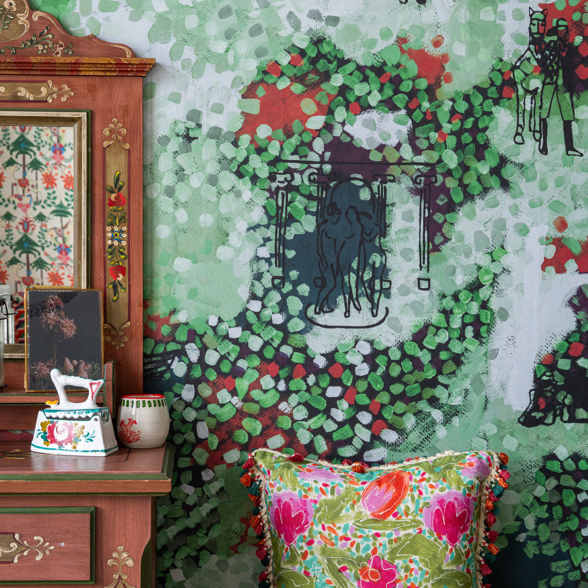 Castle'S Garden wallpaper by MINDTHEGAP, close-up in a styled interior.