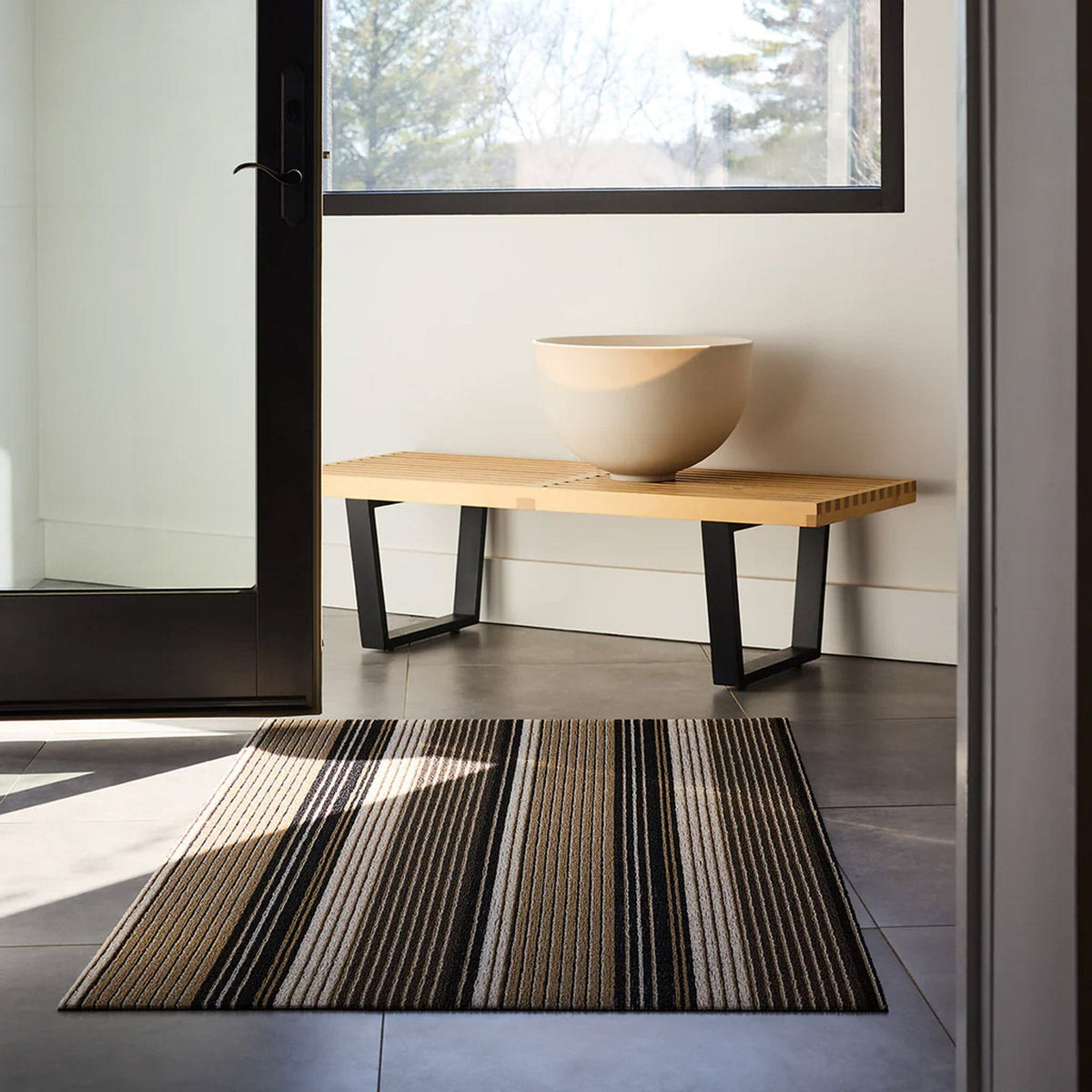Oyster Pleat Stripe Shag Mat by Chilewich