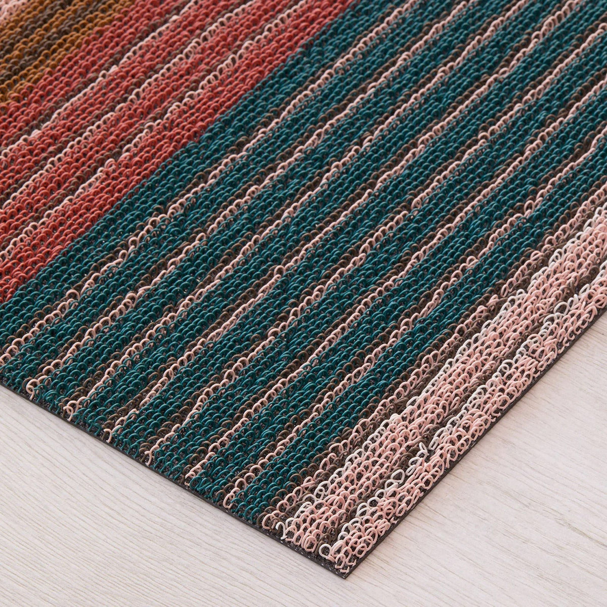 Raspberry Pleat Stripe Shag Mat by Chilewich
