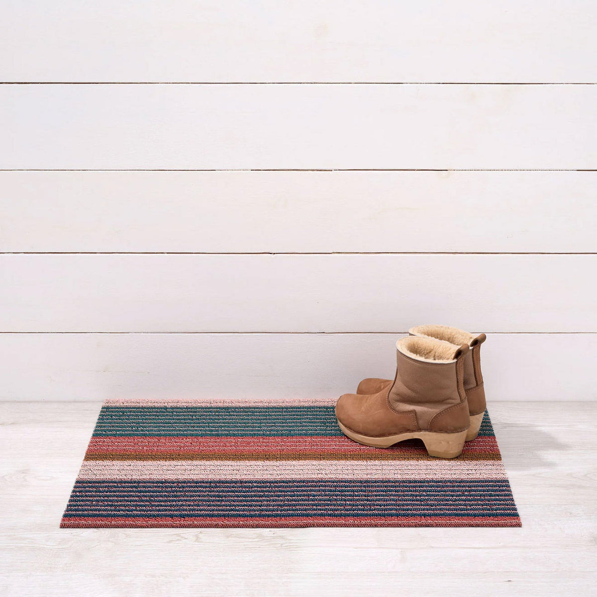 Raspberry Pleat Stripe Shag Mat by Chilewich