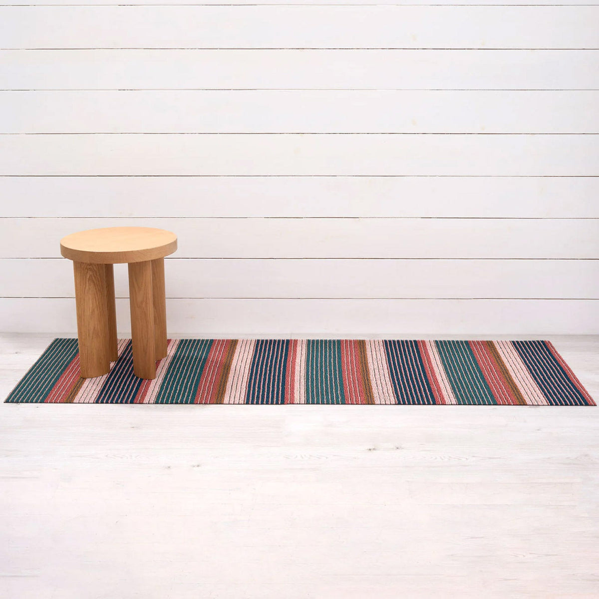 Raspberry Pleat Stripe Shag Mat by Chilewich