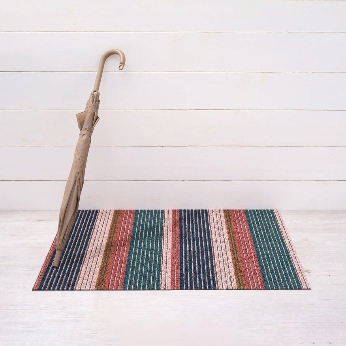 Raspberry Pleat Stripe Shag Mat by Chilewich