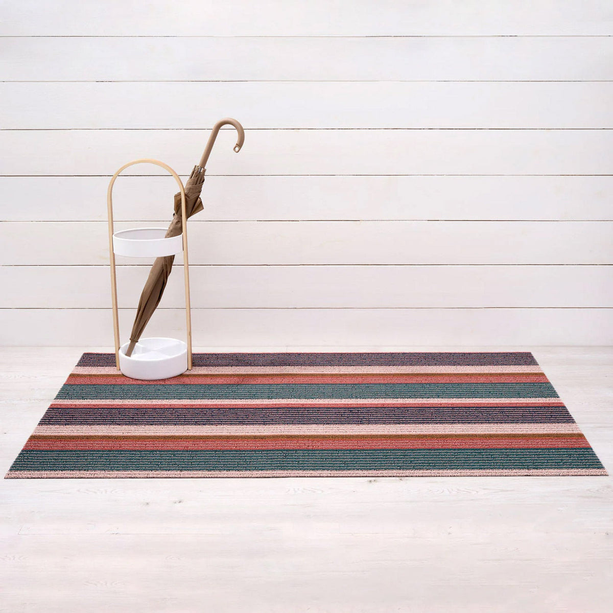 Raspberry Pleat Stripe Shag Mat by Chilewich