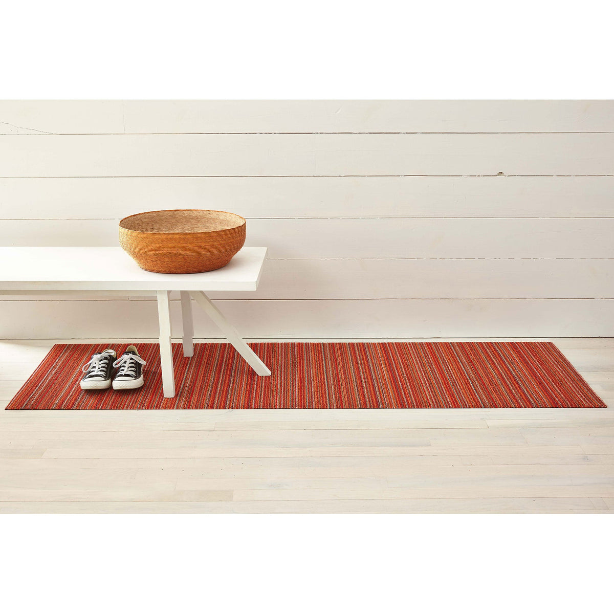 Orange Skinny Stripe Shag Mat by Chilewich