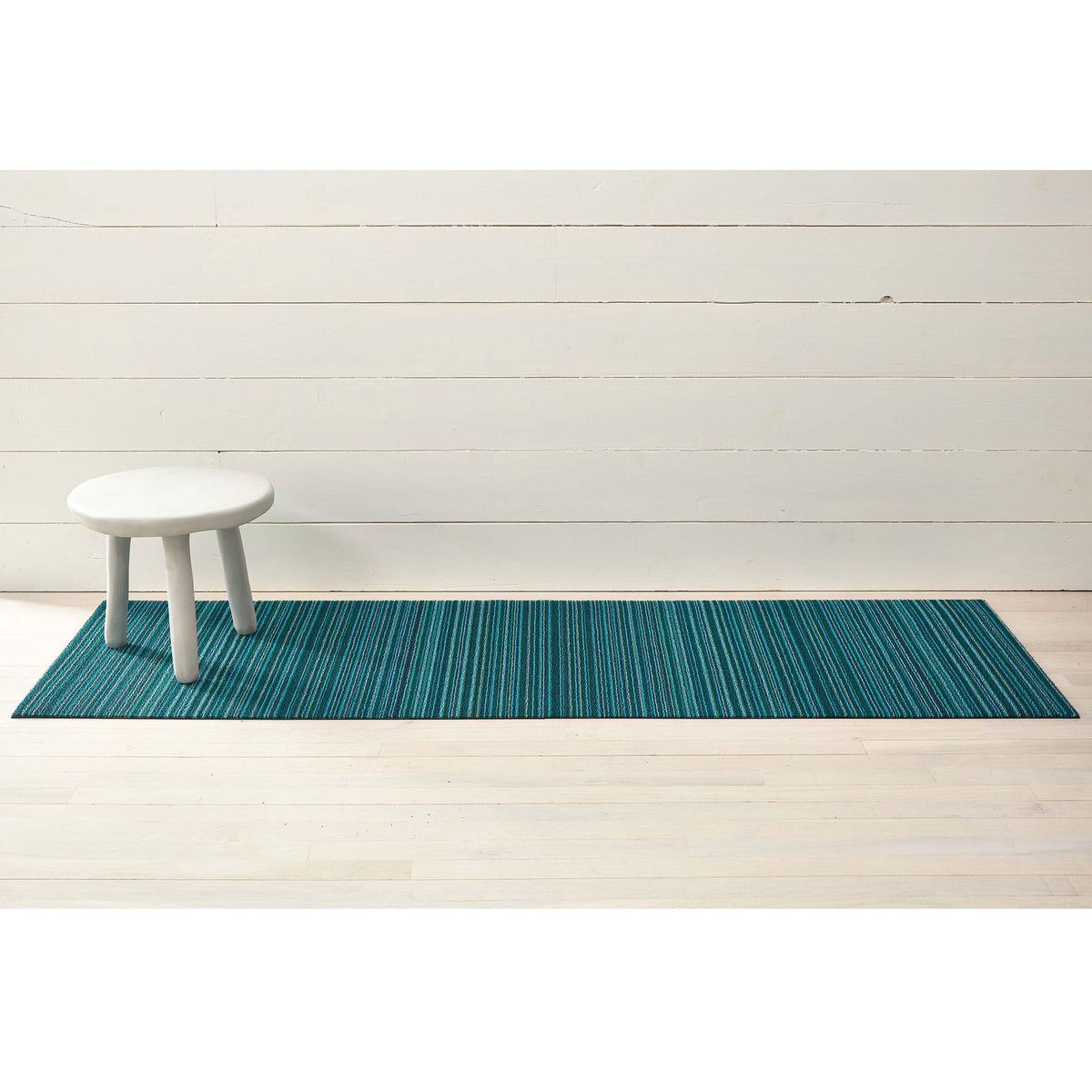 Turquoise Skinny Stripe Shag Mat by Chilewich