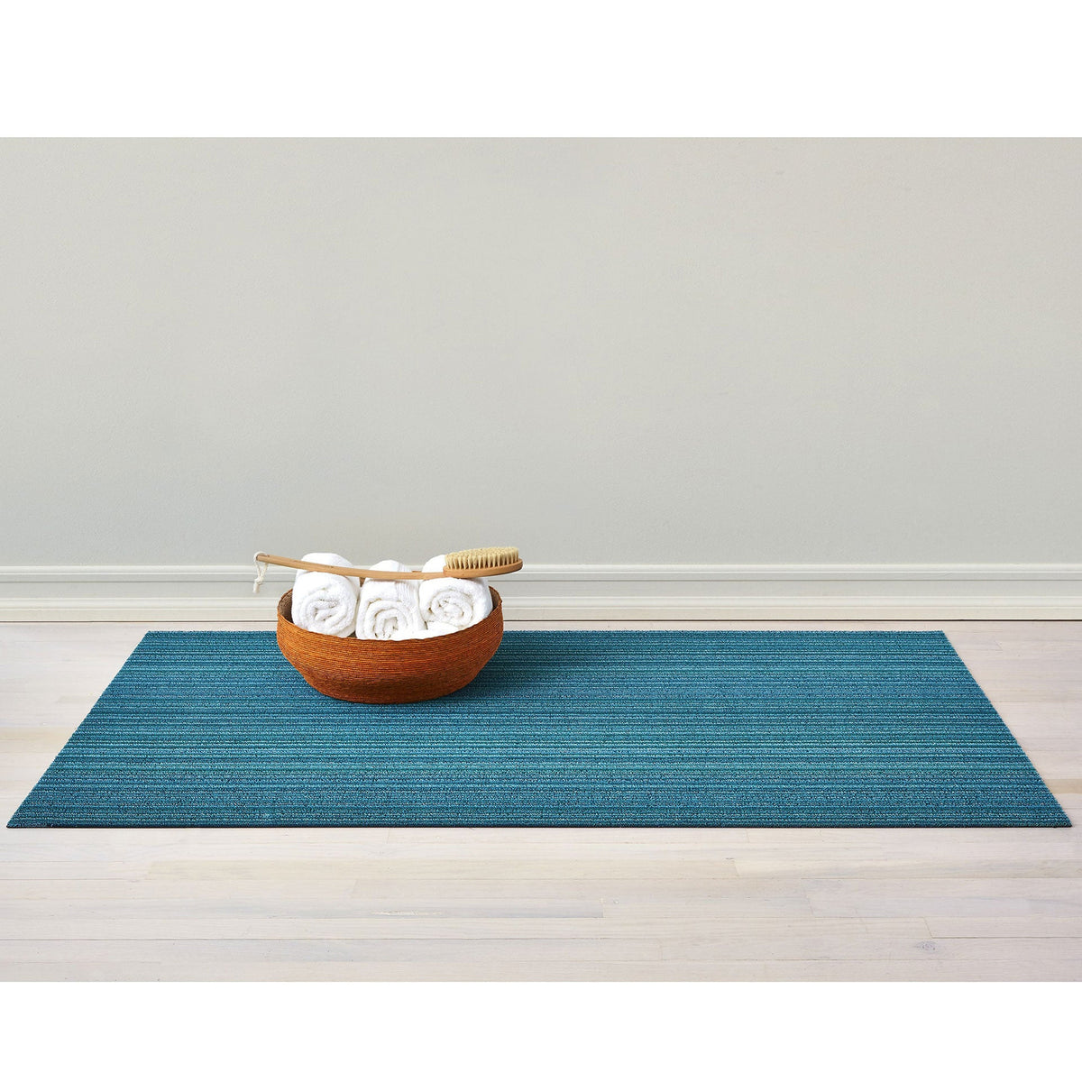 Turquoise Skinny Stripe Shag Mat by Chilewich