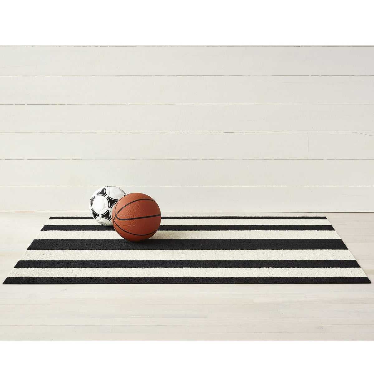 Black White Bold Stripe Shag Mat by Chilewich - Vertigo Home