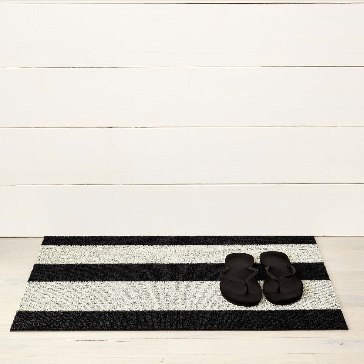 Black White Bold Stripe Shag Mat by Chilewich - Vertigo Home