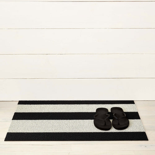 Black White Bold Stripe Shag Mat by Chilewich - Vertigo Home