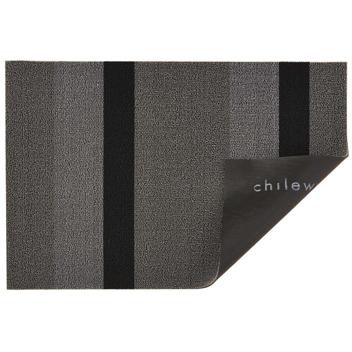 Silver Black Bold Stripe Shag Mat by Chilewich - Vertigo Home
