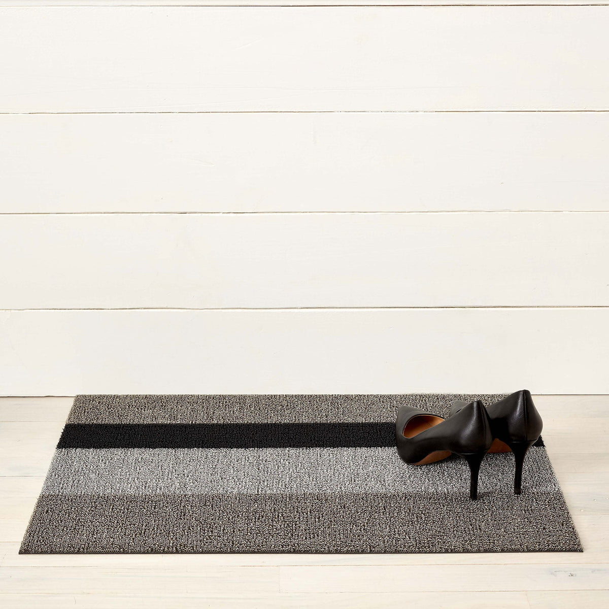 Silver Black Bold Stripe Shag Mat by Chilewich - Vertigo Home
