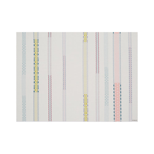 Chilewich Appliqué rectangle placemat in Almond, viewed from above on a white background