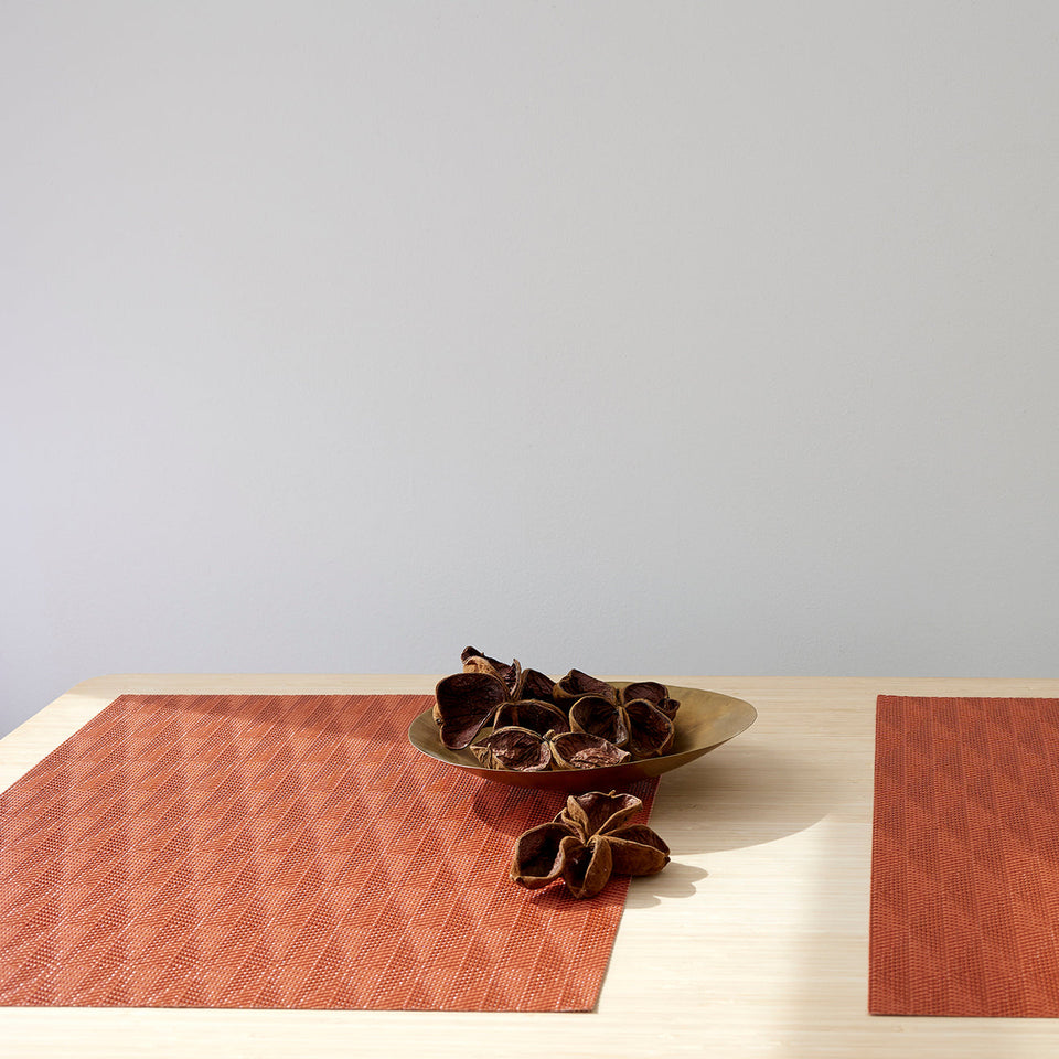 Chilewich Arrow placemat in Paprika, lifestyle detail