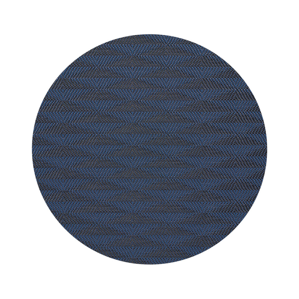 Chilewich Arrow in Sapphire, round on a white background