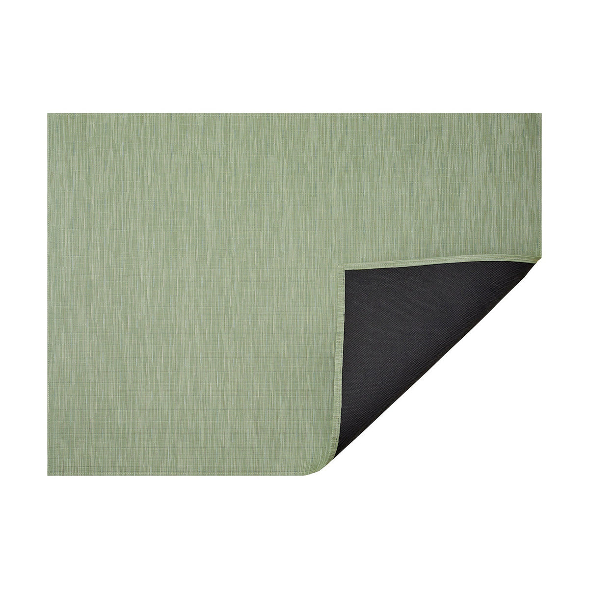 Spring Green Bamboo woven floor mat by Chilewich, horizontal folded-corner view