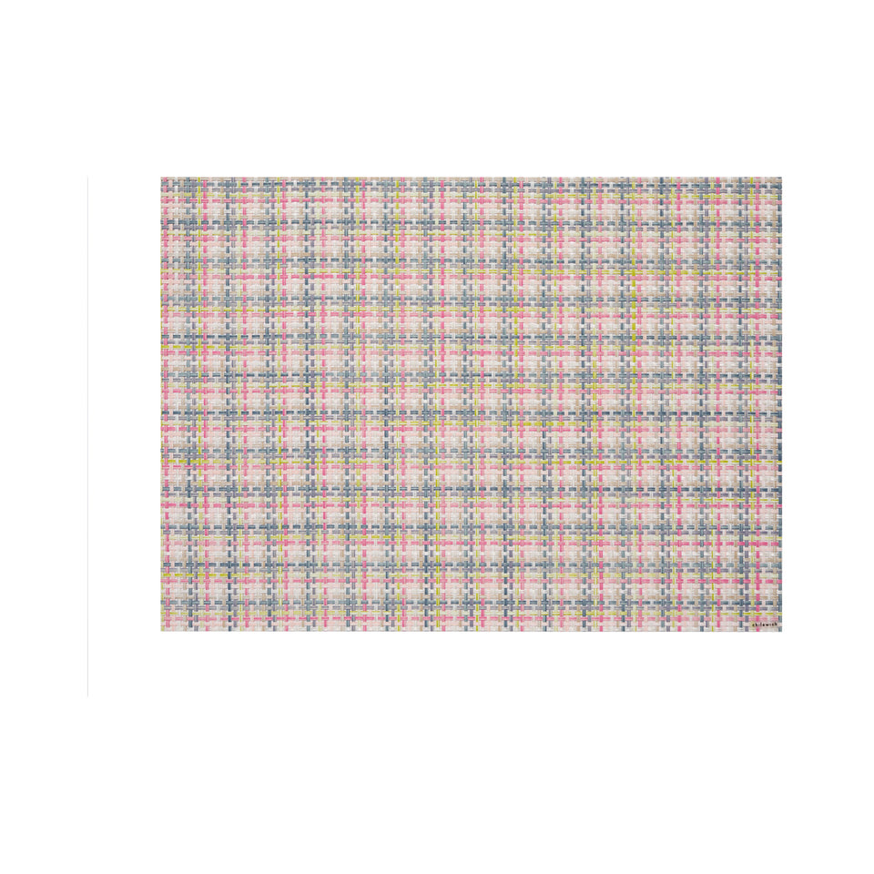 Chilewich Basketweave rectangle placemat in Begonia, viewed from above on a white background