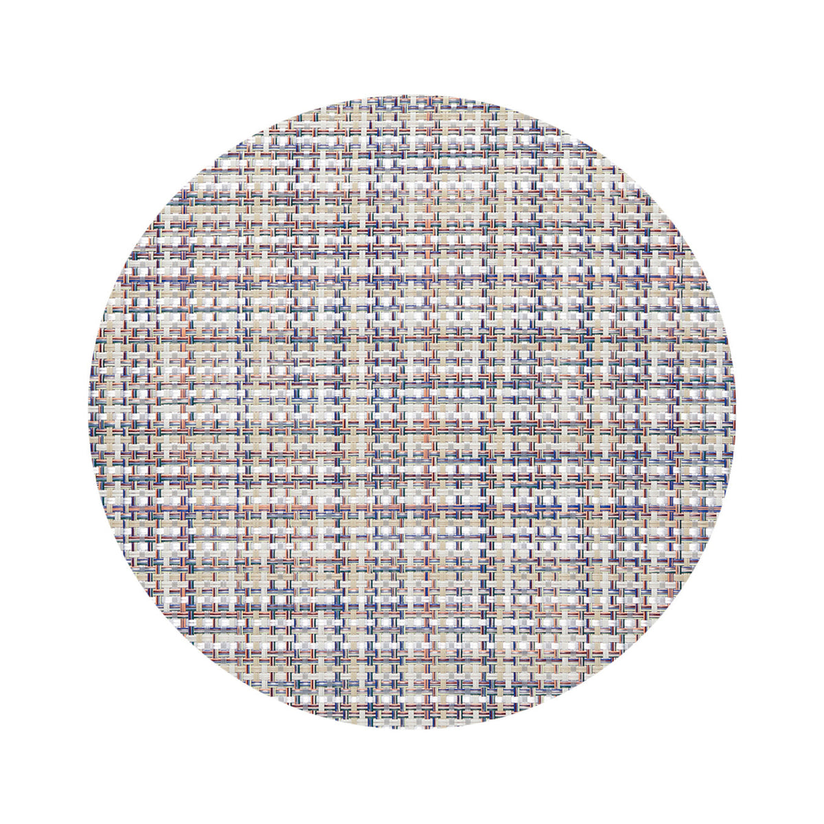 Chilewich Basketweave in Bon Bon, round on a white background