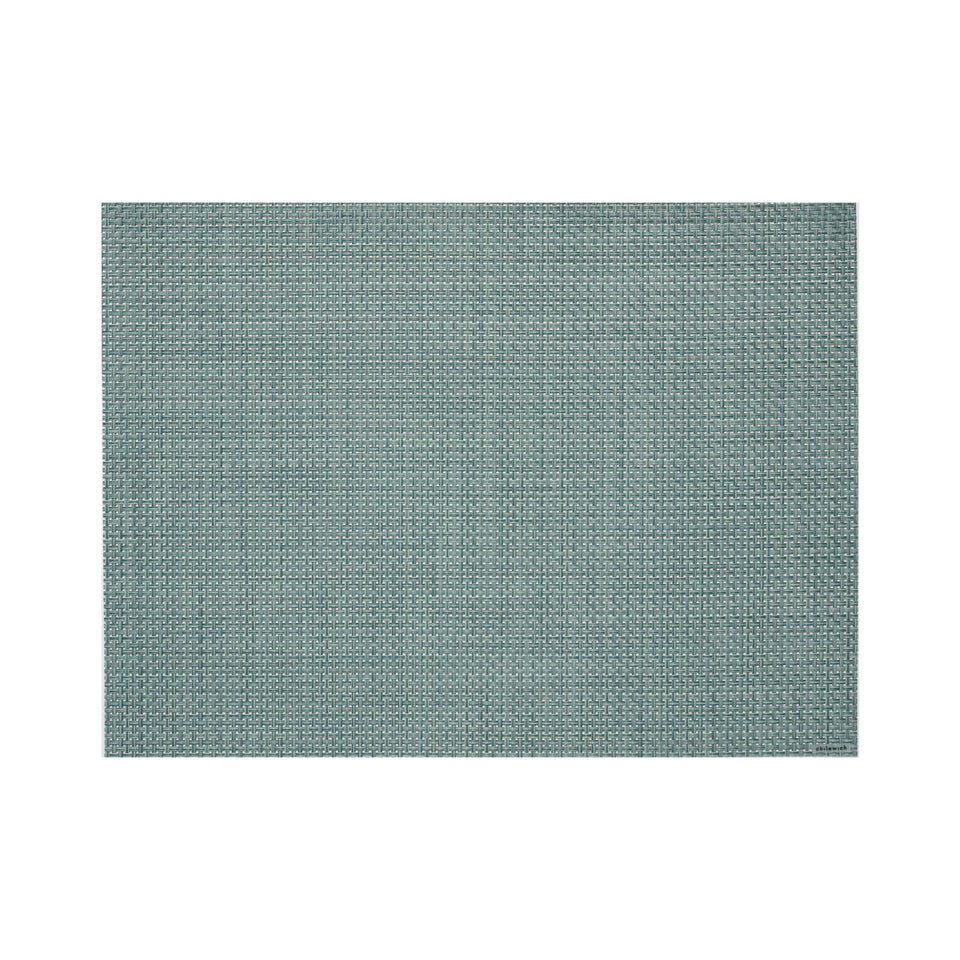 Chilewich Basketweave rectangle placemat in Celadon, viewed from above on a white background