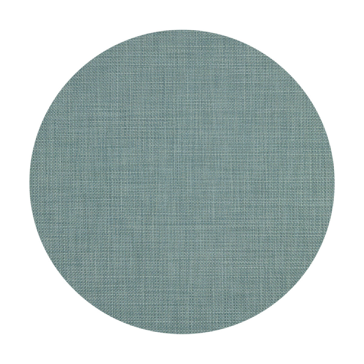 Basketweave / Celadon woven floor mat by Chilewich, studio view