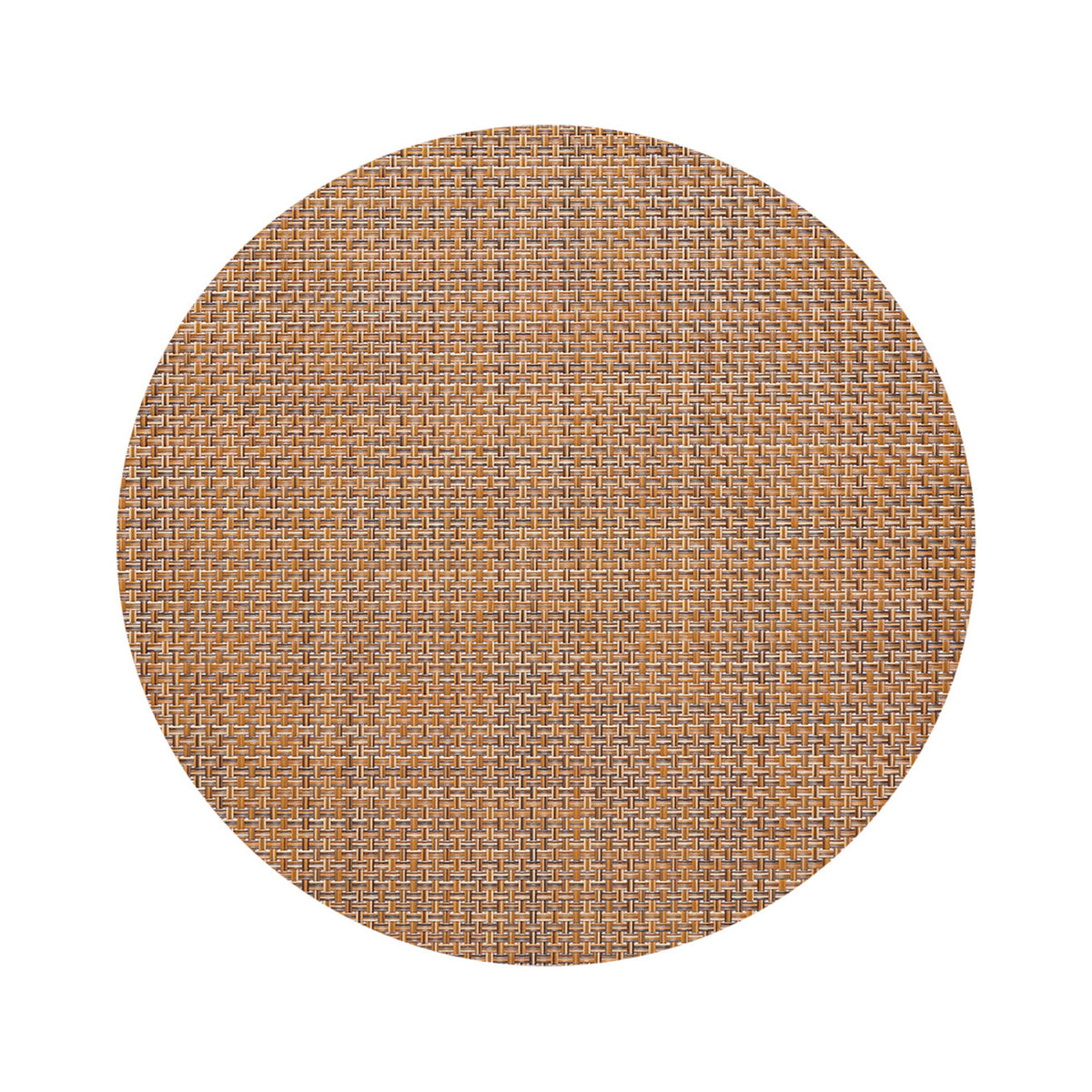 Chilewich Basketweave in Teak, round on a white background