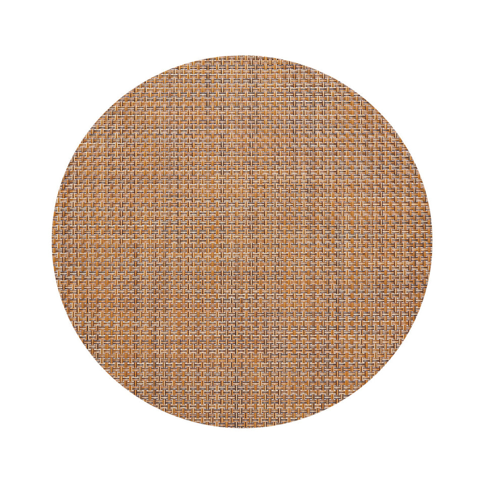 Chilewich Basketweave in Teak, round on a white background