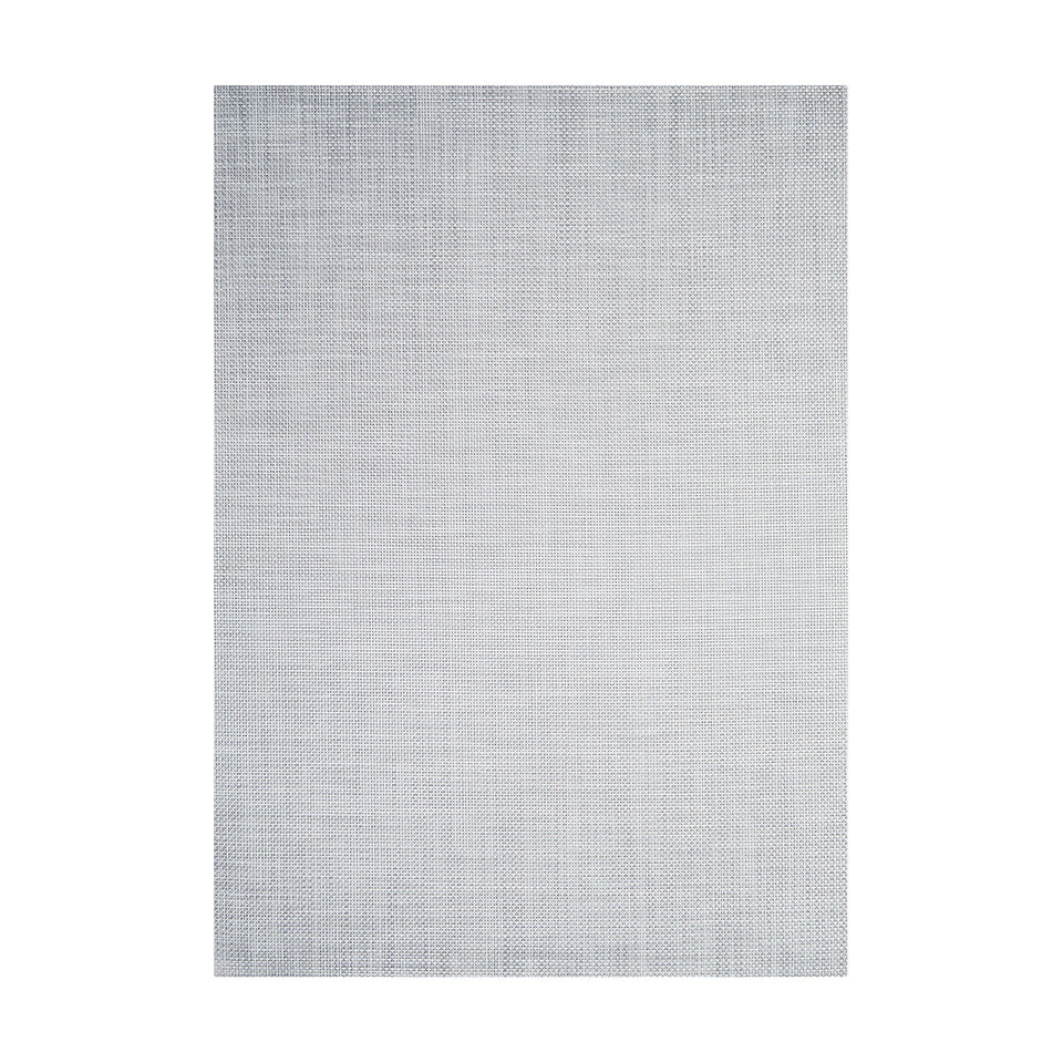 Basketweave / White/Silver woven floor mat by Chilewich, studio view