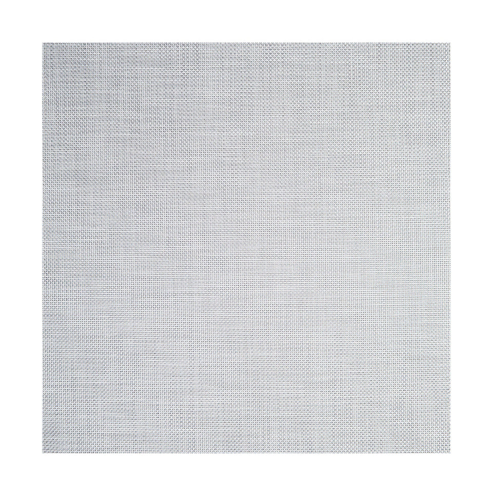 Basketweave / White/Silver woven floor mat by Chilewich, studio view