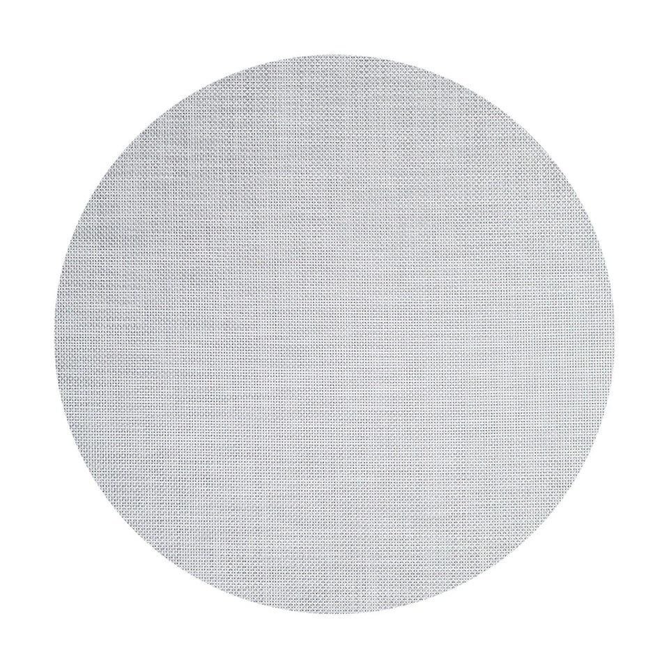 Basketweave / White/Silver woven floor mat by Chilewich, studio view