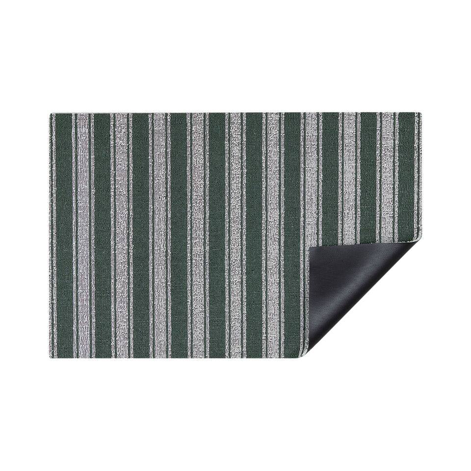 Fern Boardwalk Stripe Shag Mat by Chilewich — folded corner showing backing