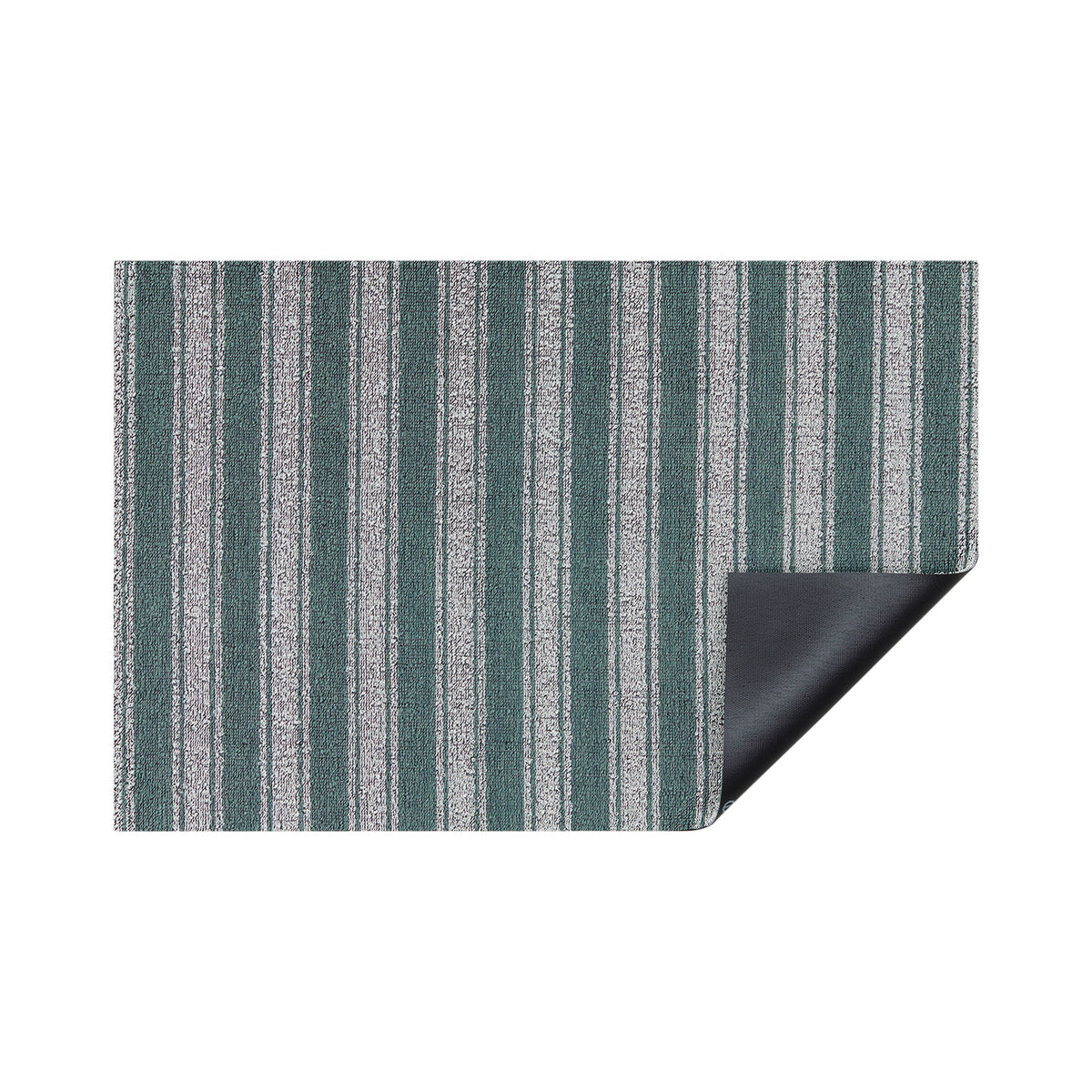 Seaside Boardwalk Stripe Shag Mat by Chilewich — folded corner showing backing