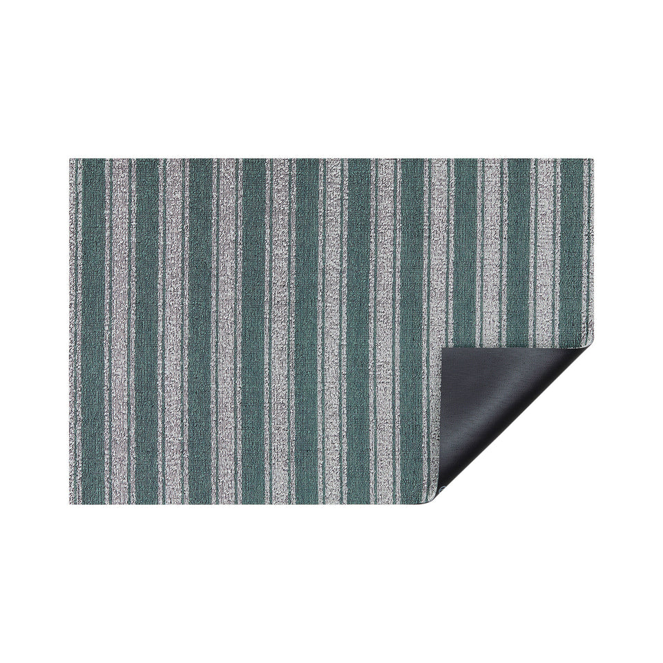 Seaside Boardwalk Stripe Shag Mat by Chilewich — folded corner showing backing