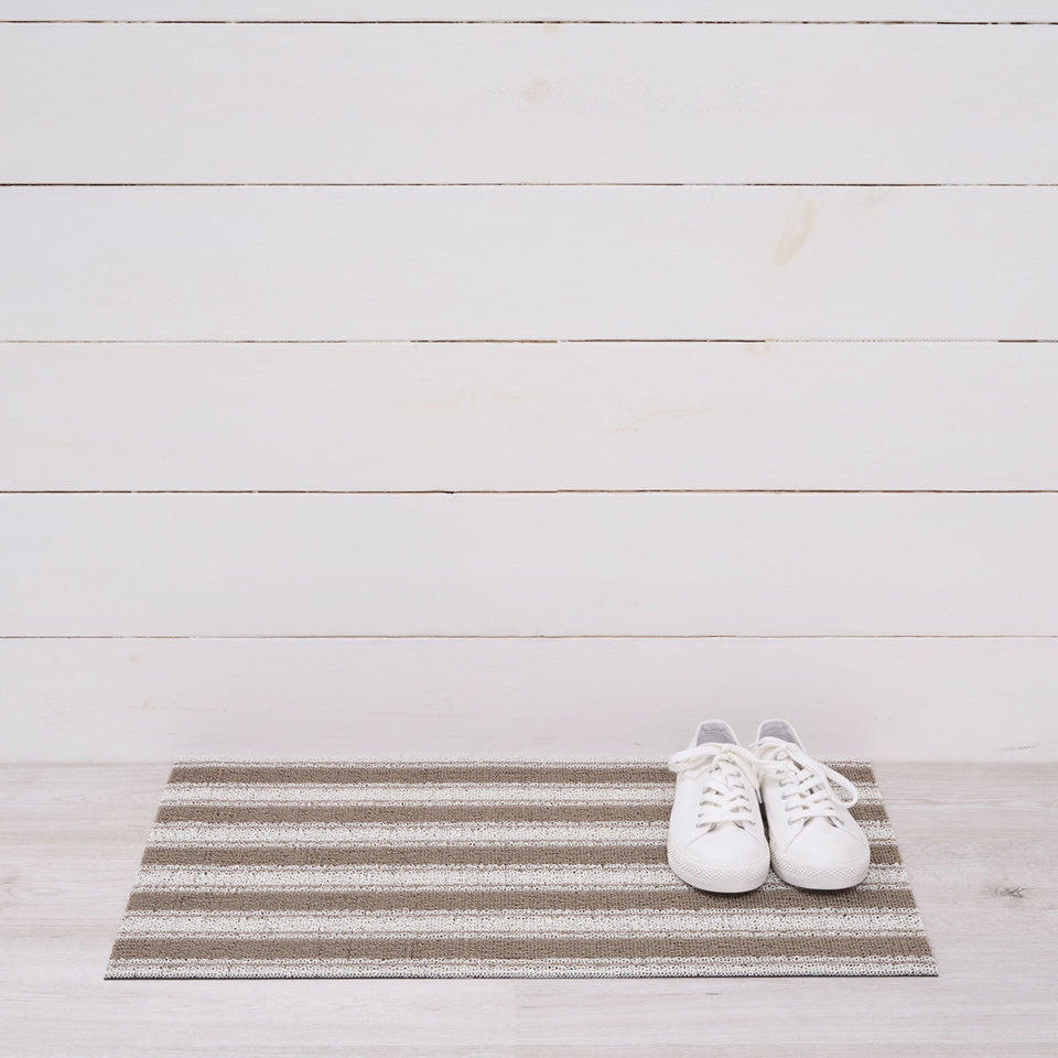 Walnut Boardwalk Stripe Shag Mat by Chilewich — 18 by 28 inch doormat