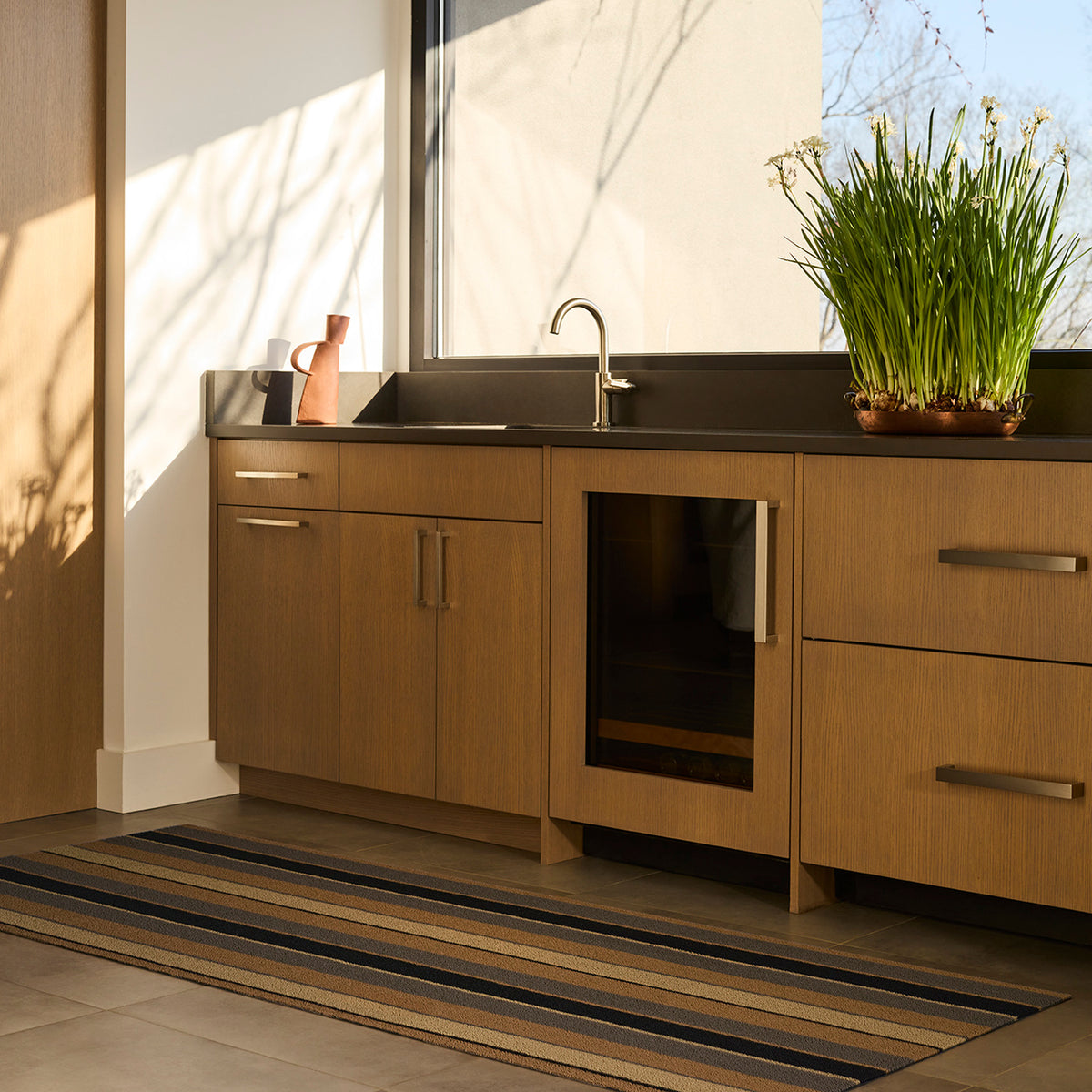Honey Bolt Stripe Shag Mat by Chilewich — in an indoor setting