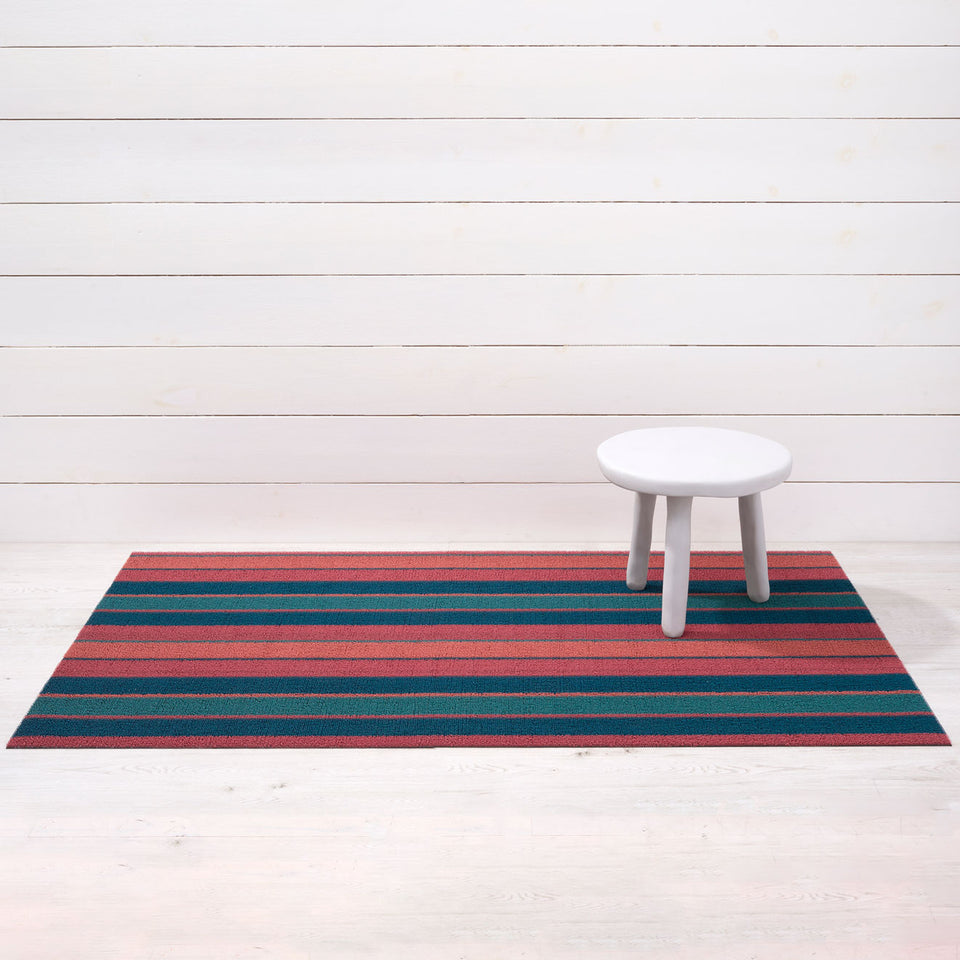 Raspberry Bolt Stripe Shag Mat by Chilewich — 36 by 60 inch big mat