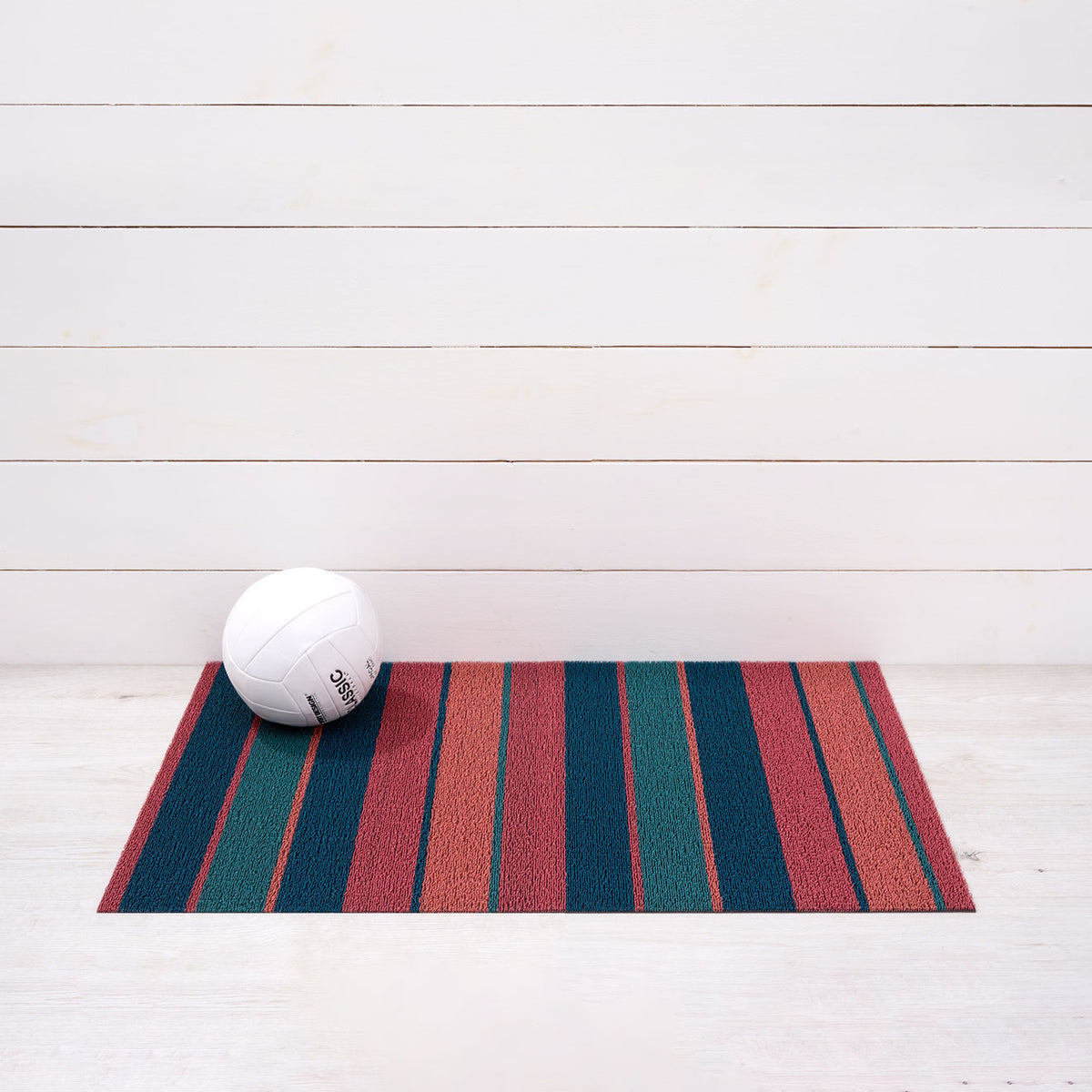 Raspberry Bolt Stripe Shag Mat by Chilewich — 24 by 36 inch utility mat