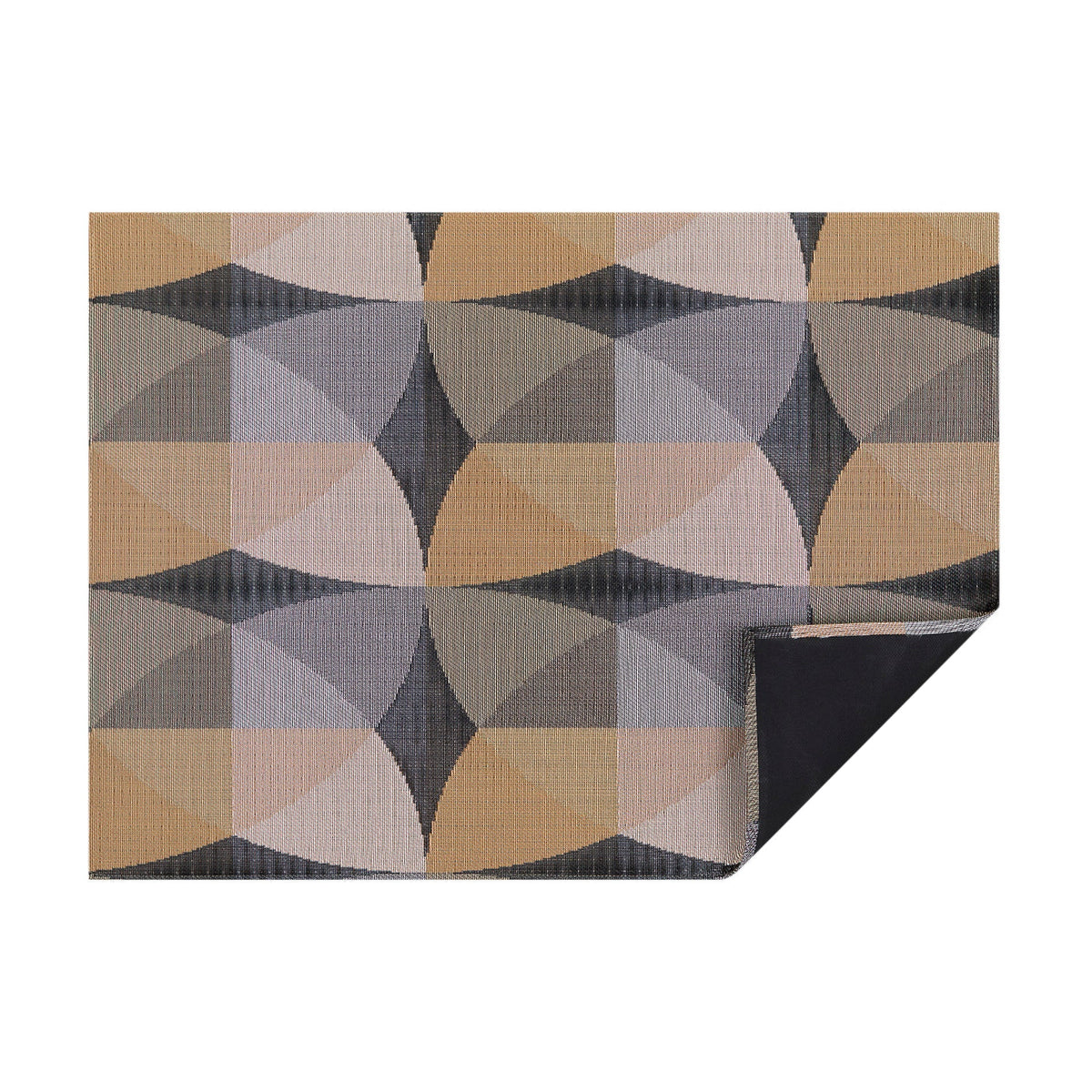 Honey Canopy woven floor mat by Chilewich, horizontal folded-corner view