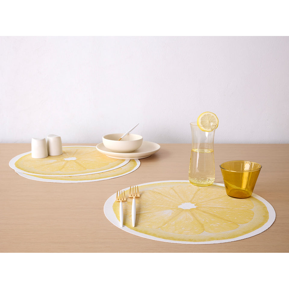 Chilewich Citrus in Lemon, shown in a styled table setting