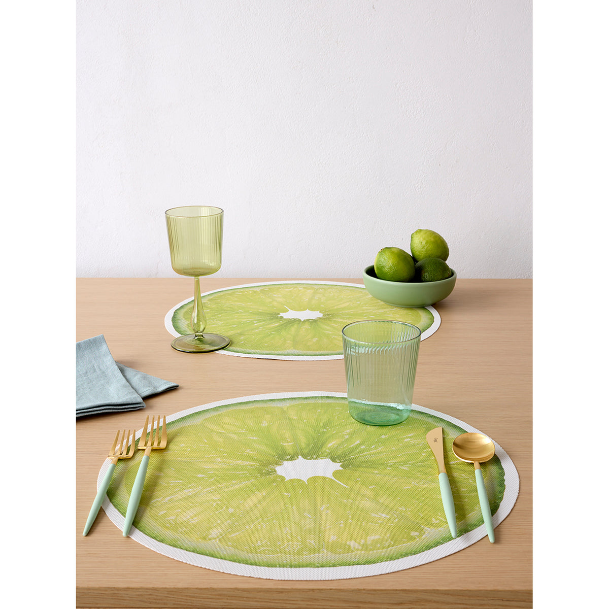 Chilewich Citrus in Lime, shown in a styled table setting