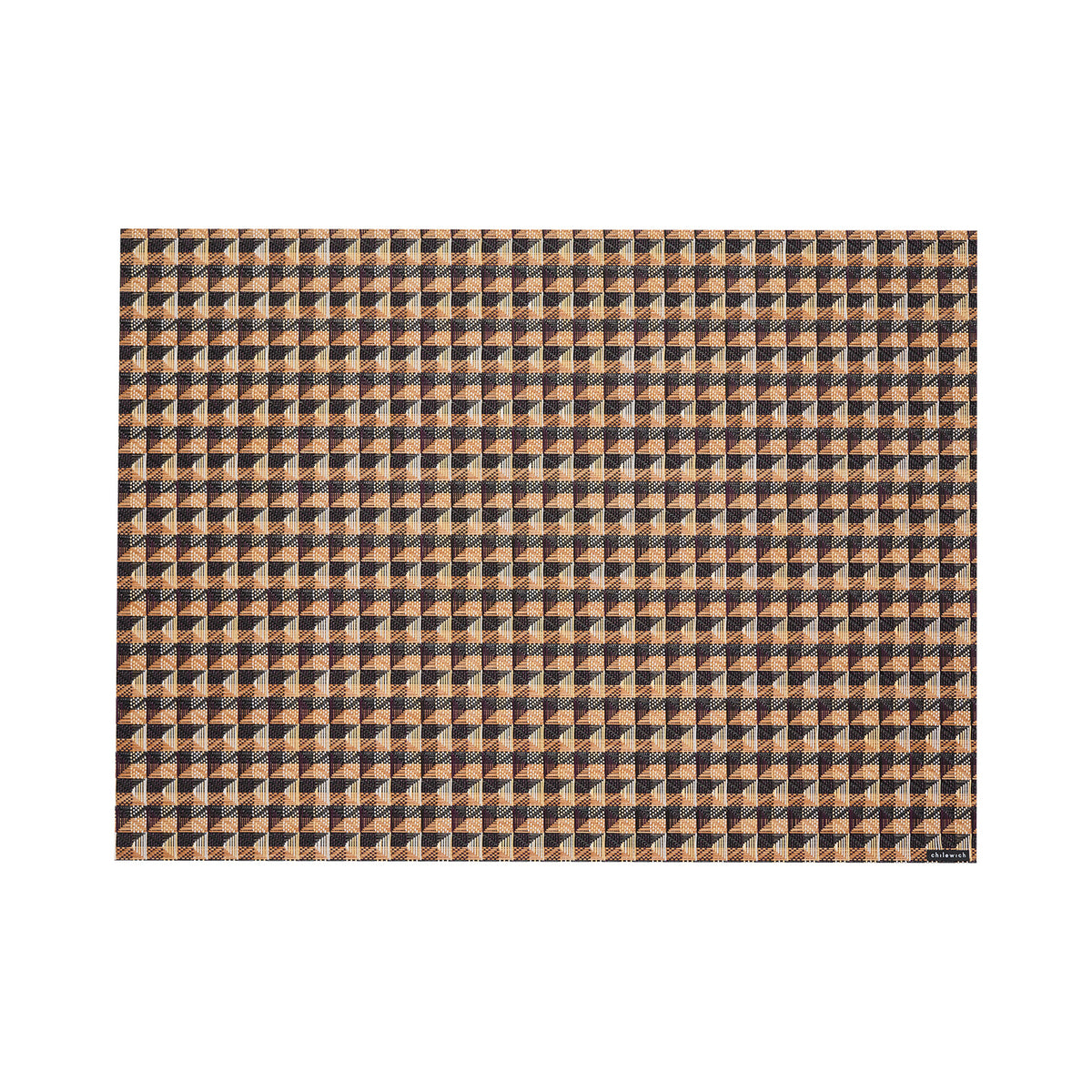 Chilewich Crane rectangle placemat in Honey, viewed from above on a white background
