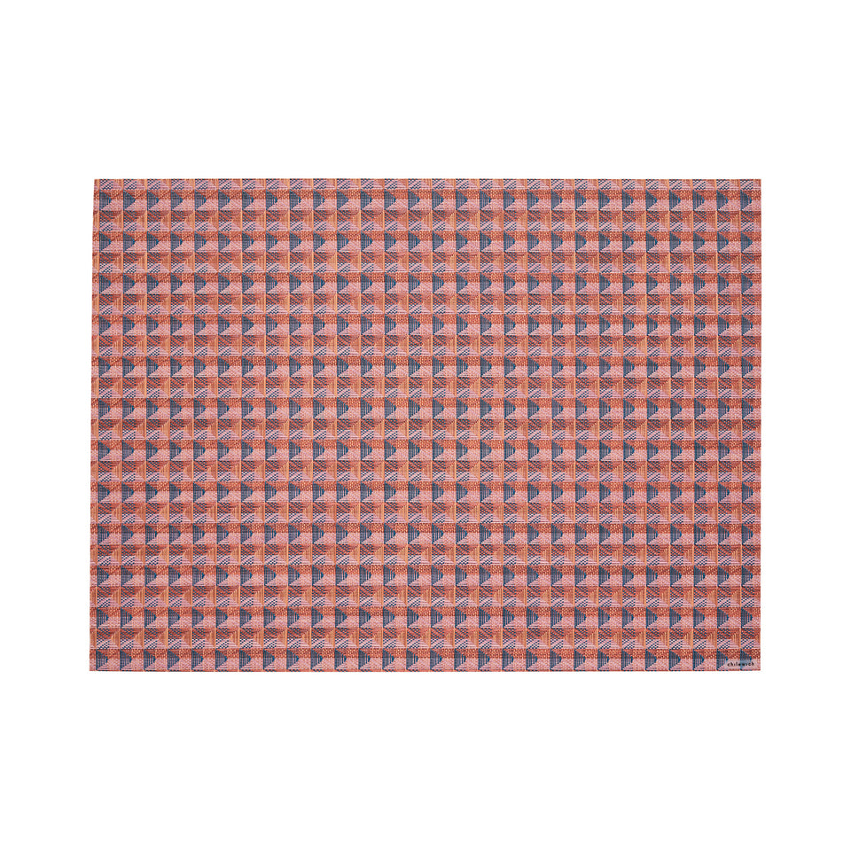 Chilewich Crane rectangle placemat in Raspberry, viewed from above on a white background