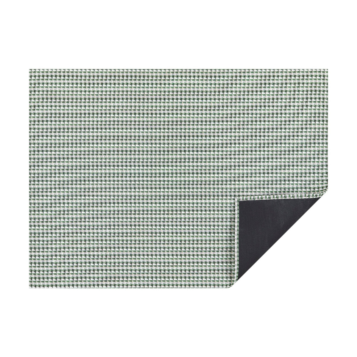 Thyme Crane woven floor mat by Chilewich, horizontal folded-corner view