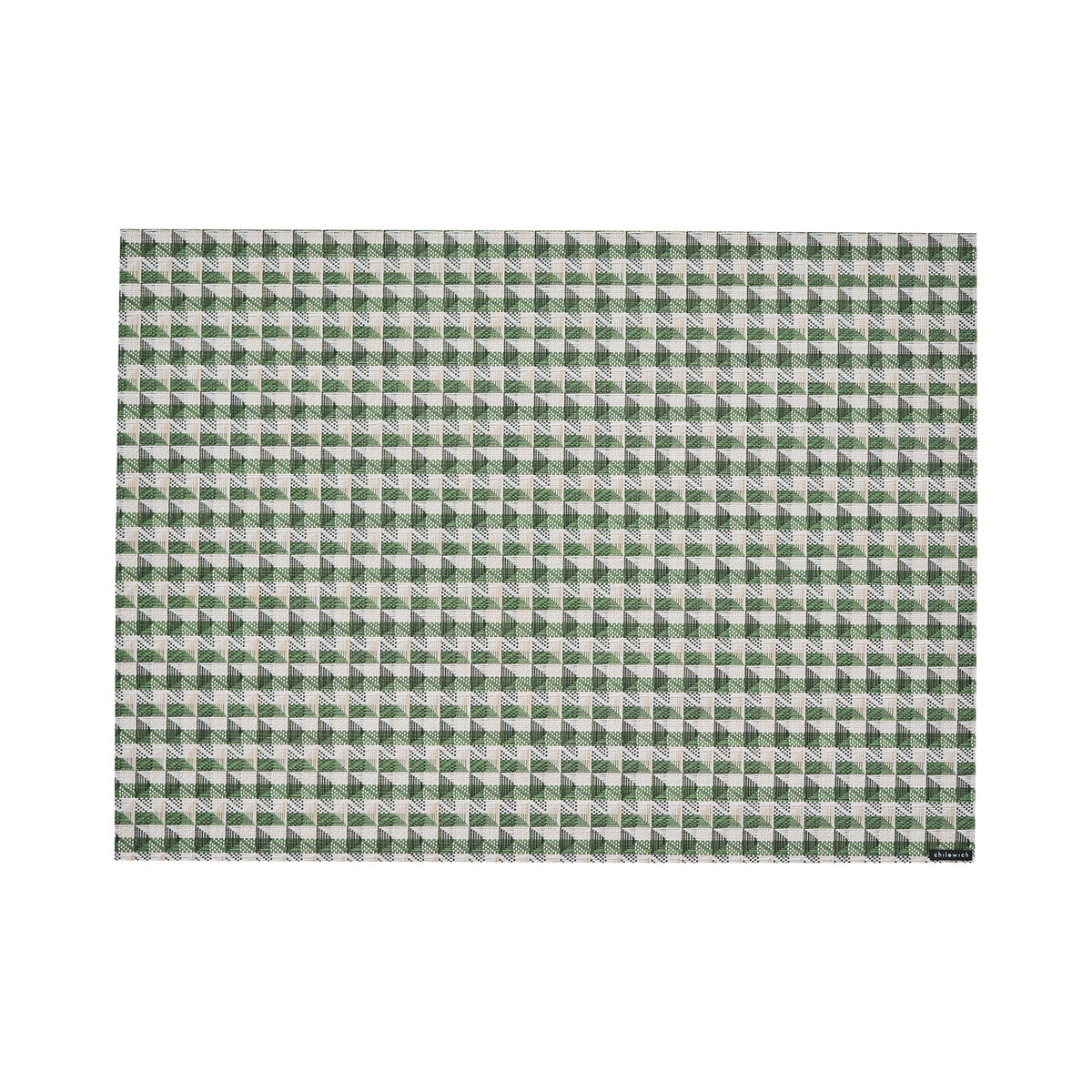 Chilewich Crane rectangle placemat in Thyme, viewed from above on a white background