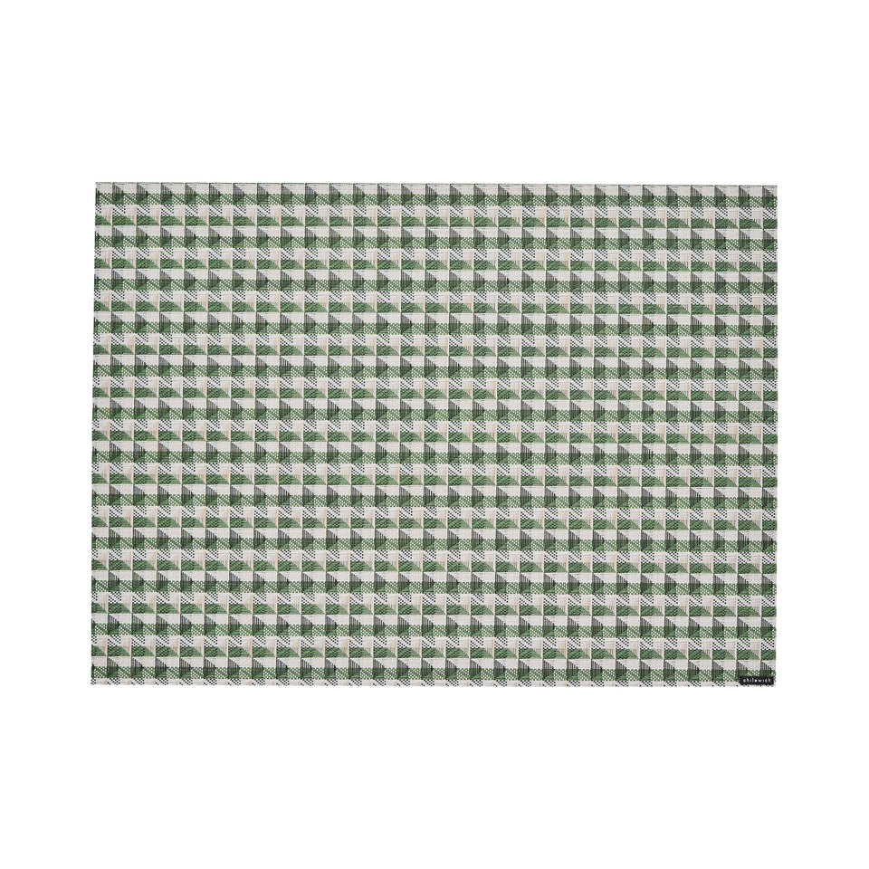 Chilewich Crane rectangle placemat in Thyme, viewed from above on a white background