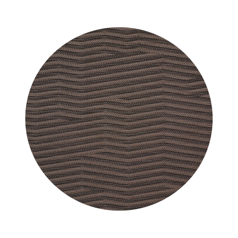 Chilewich Dune in Raisin, round on a white background