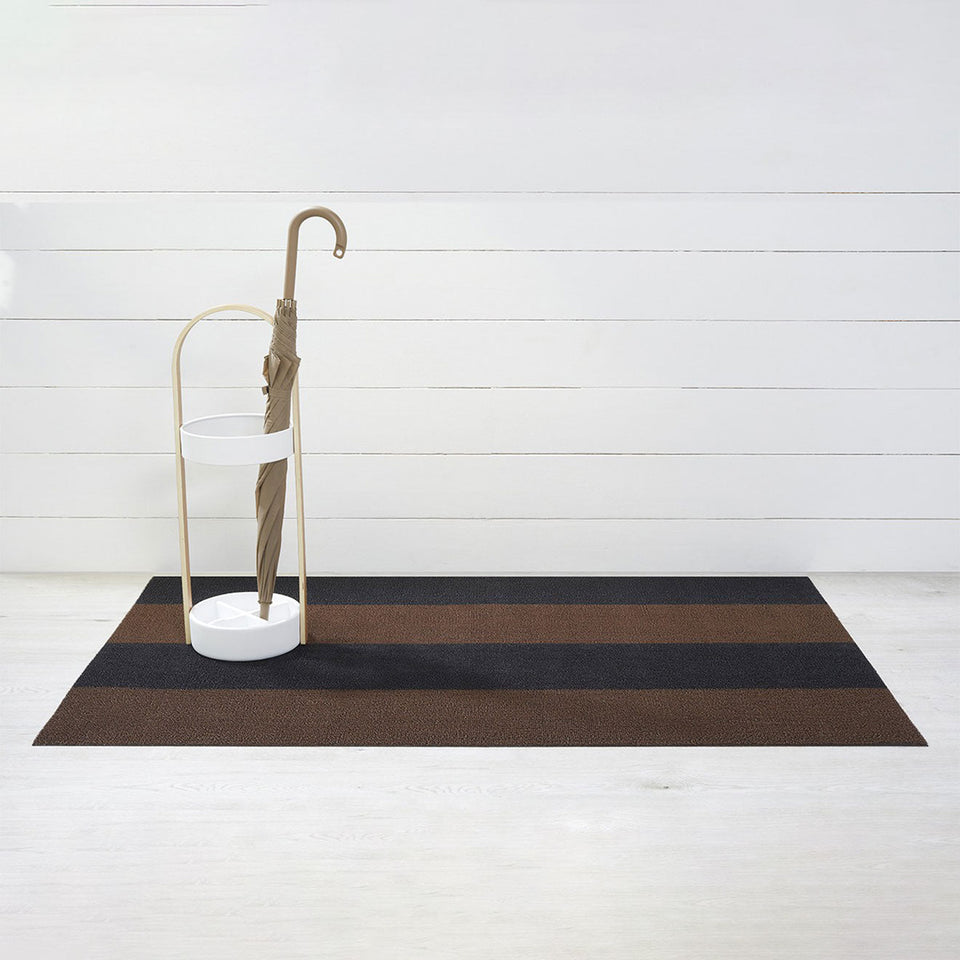 Mocha Duo Stripe Shag Mat by Chilewich — 36 by 60 inch big mat